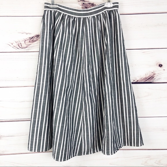 SK50 Miami striped button front a-line skirt - Picture 3 of 5